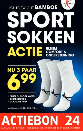 Lucovitaal Bamboe sport sokken aanbieding
