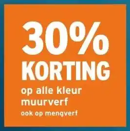GAMMA 30% KORTING op alle kleur muurverf ook op mengverf aanbieding