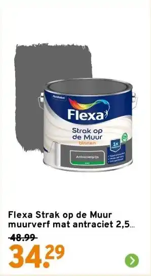 GAMMA Flexa Strak op de Muur muurverf mat antraciet 2,5 liter aanbieding