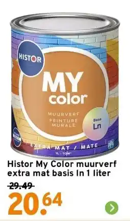 GAMMA Histor My Color muurverf extra mat basis ln 1 liter aanbieding