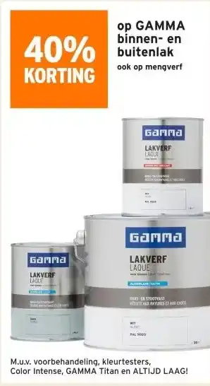 GAMMA 40% korting op gamma binnen- en buitenlak aanbieding