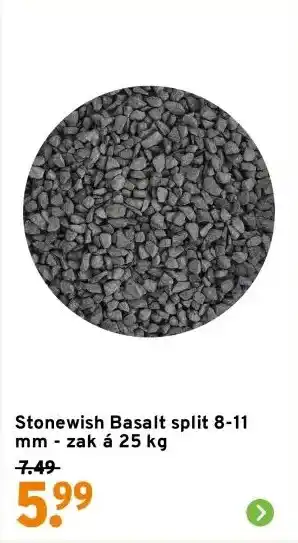 GAMMA Stonewish Basalt split 8-11 mm - zak á 25 kg aanbieding