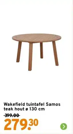 GAMMA Wakefield tuintafel Samos teak hout ø 130 cm aanbieding