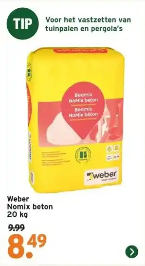 GAMMA Weber Nomix beton 20 kg aanbieding