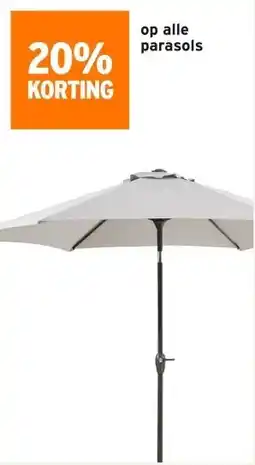 GAMMA 20% KORTING op alle parasols aanbieding