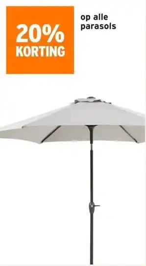 GAMMA 20% KORTING op alle parasols aanbieding