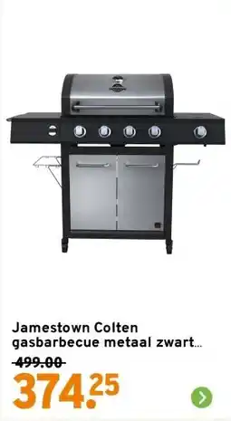 GAMMA Jamestown Colten gasbarbecue metaal zwart 70,3 x 42 cm aanbieding