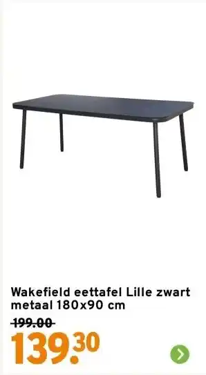 GAMMA Wakefield eettafel Lille zwart metaal 180x90 cm aanbieding
