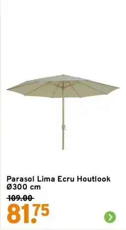 GAMMA Parasol Lima Ecru Houtlook Ø300 cm aanbieding