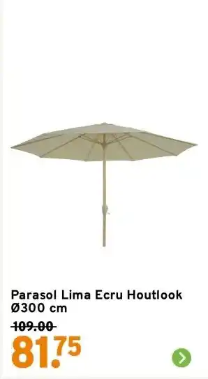GAMMA Parasol Lima Ecru Houtlook Ø300 cm aanbieding