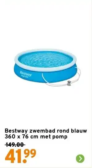 GAMMA Bestway zwembad rond blauw 360 x 76 cm met pomp aanbieding