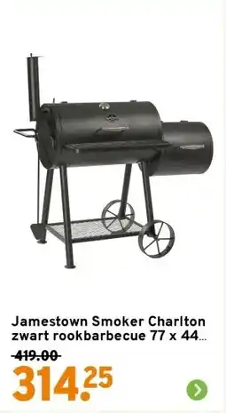 GAMMA Jamestown Smoker Charlton zwart rookbarbecue 77 x 44 cm aanbieding