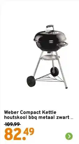 GAMMA Weber Compact Kettle houtskool bbq metaal zwart ø 47 cm aanbieding