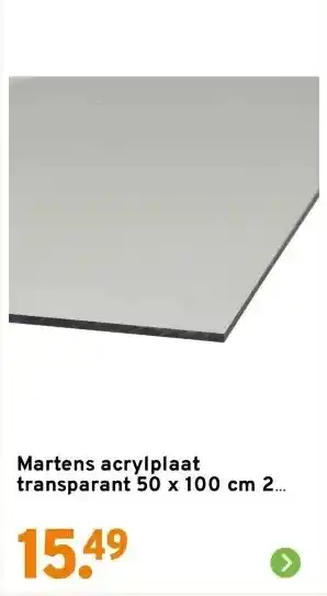 GAMMA Martens acrylplaat transparant 50 x 100 cm 2 mm aanbieding