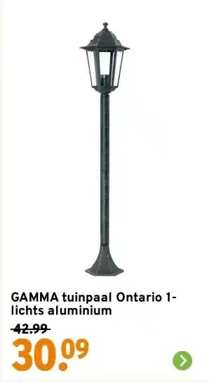 GAMMA GAMMA tuinpaal Ontario 1-lichts aluminium aanbieding