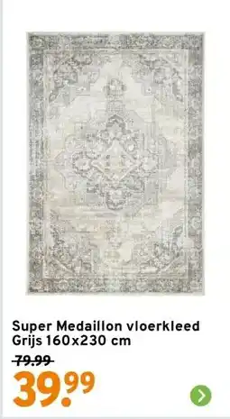 GAMMA Super Medaillon vloerkleed Grijs 160x230 cm aanbieding