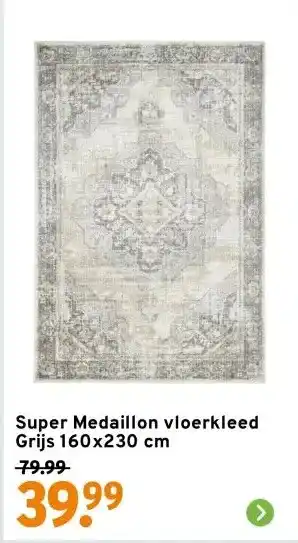 GAMMA Super Medaillon vloerkleed Grijs 160x230 cm aanbieding