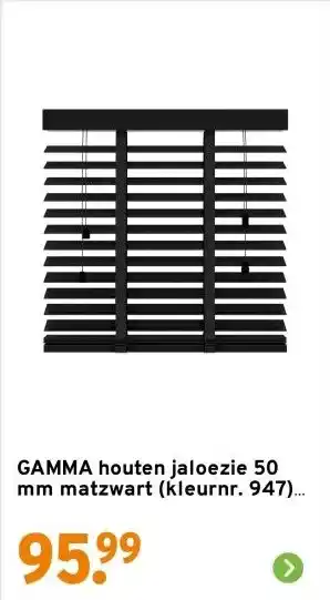 GAMMA GAMMA houten jaloezie 50 mm matzwart (kleurnr. 947) 60x180 cm (bxh) aanbieding