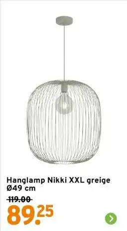 GAMMA Hanglamp Nikki XXL greige Ø49 cm aanbieding