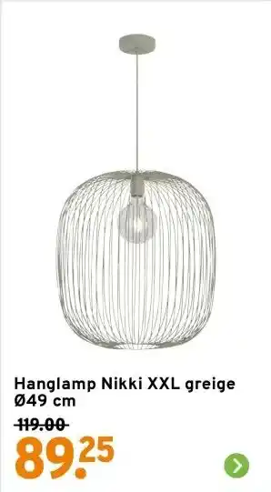 GAMMA Hanglamp Nikki XXL greige Ø49 cm aanbieding