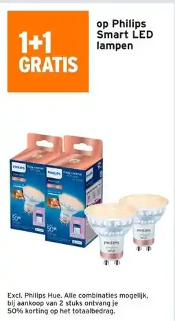 GAMMA 1+1 GRATIS op Philips Smart LED lampen aanbieding