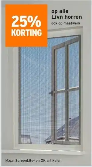 GAMMA 25% KORTING op alle Livn horren aanbieding