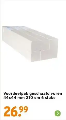 GAMMA Voordeelpak geschaafd vuren 44x44 mm 210 cm 6 stuks aanbieding