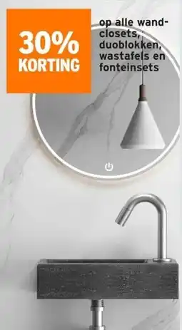 GAMMA 30% KORTING op alle wand- closets, duoblokken, wastafels en fonteinsets aanbieding