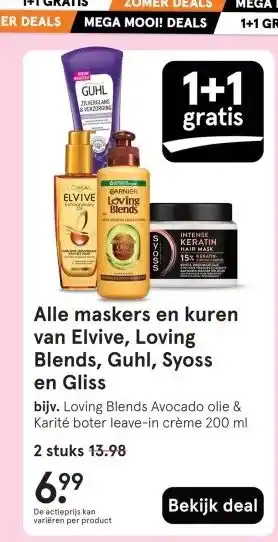 Etos Alle maskers en kuren van Elvive, Loving Blends, Guhl, Syoss en Gliss aanbieding