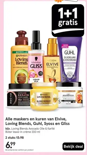 Etos Alle maskers en kuren van Elvive, Loving Blends, Guhl, Syoss en Gliss aanbieding