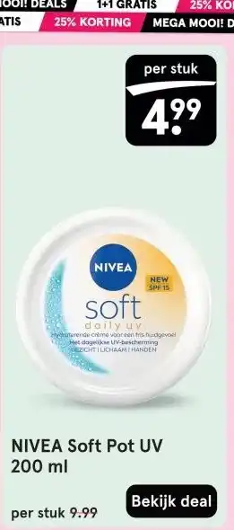 Etos NIVEA Soft Pot UV 200 ml aanbieding