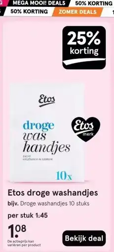 Etos Etos droge washandjes aanbieding