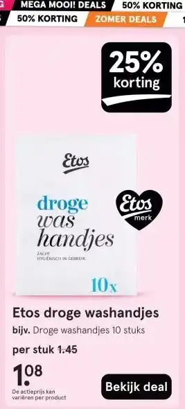 Etos Etos droge washandjes aanbieding