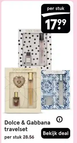 Etos Dolce & Gabbana travelset aanbieding