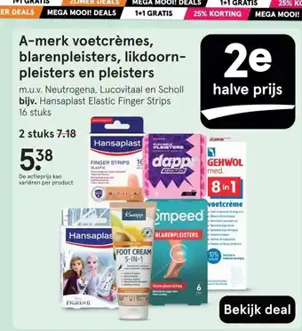 Etos A-merk voetcrèmes, blarenpleisters, likdoorn- pleisters en pleisters aanbieding