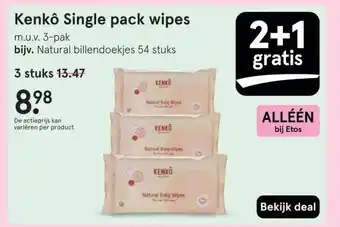 Etos Kenkô Single pack wipes aanbieding