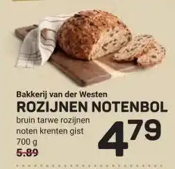 Ekoplaza Bakkerij van der Westen ROZIJNEN NOTENBOL aanbieding