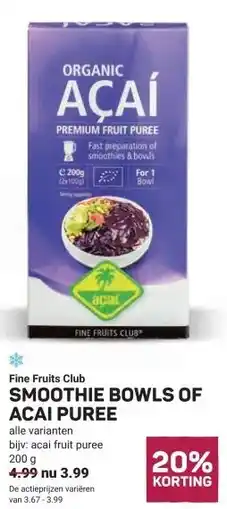 Ekoplaza SMOOTHIE BOWLS OF ACAI PUREE aanbieding