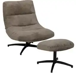 Budget Home Store Fauteuil Fons Taupe met hocker aanbieding