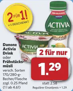 Combi Danone Activia Drink oder Frühstücks müsli aanbieding