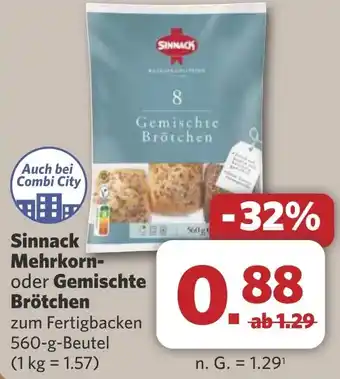 Combi Sinnack Mehrkorn- oder Gemischte Brötchen aanbieding