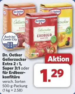 Combi Dr. Oetker Gelierzucker Extra 2:1, Super 3:1 oder für Erdbeer- konfitüre aanbieding