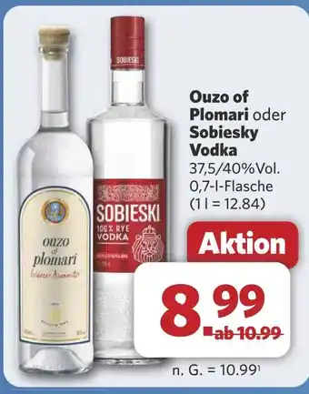 Combi Ouzo of Plomari oder Sobiesky Vodka aanbieding