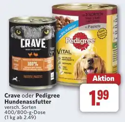 Combi Crave oder Pedigree Hundenassfutter aanbieding