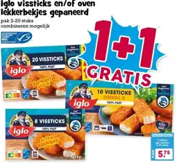 Boon`s Markt Iglo vissticks en/of oven lekkerbekjes gepaneerd aanbieding