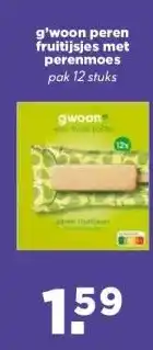 Boon`s Markt g'woon peren fruitijsjes met perenmoes pak 12 stuks aanbieding
