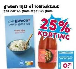 Boon`s Markt g'woon rijst of roerbaksaus pak 300/400 gram of pot 490 gram aanbieding