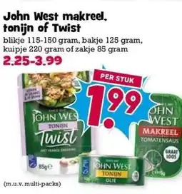 Boon`s Markt John West makreel. tonijn of Twist aanbieding