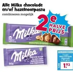 Boon`s Markt Alle Milka chocolade en/of hazelnootpasta combineren mogelijk aanbieding