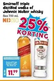 Boon`s Markt Smirnoff distilled vod Johnnie Walker whisky aanbieding